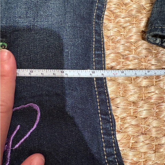 VTG Ed Hardy INSANE y2k butterfly embroidered pearl snap denim shirt size m - Picture 15 of 15